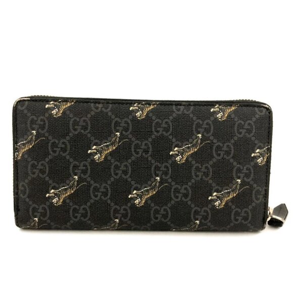 GUCCI GG Supreme Tiger Print PVC Zip Around Long Wallet Black/1BG5451 - Picture 4 of 8
